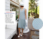 CLEARANCE: Chiffon 1920s dress in light blue deco print with drape and bow
