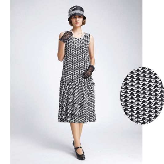 Art deco viscose flapper dress with a ruffled skirt detail - a vintage-inspired Roaring Twenties dress