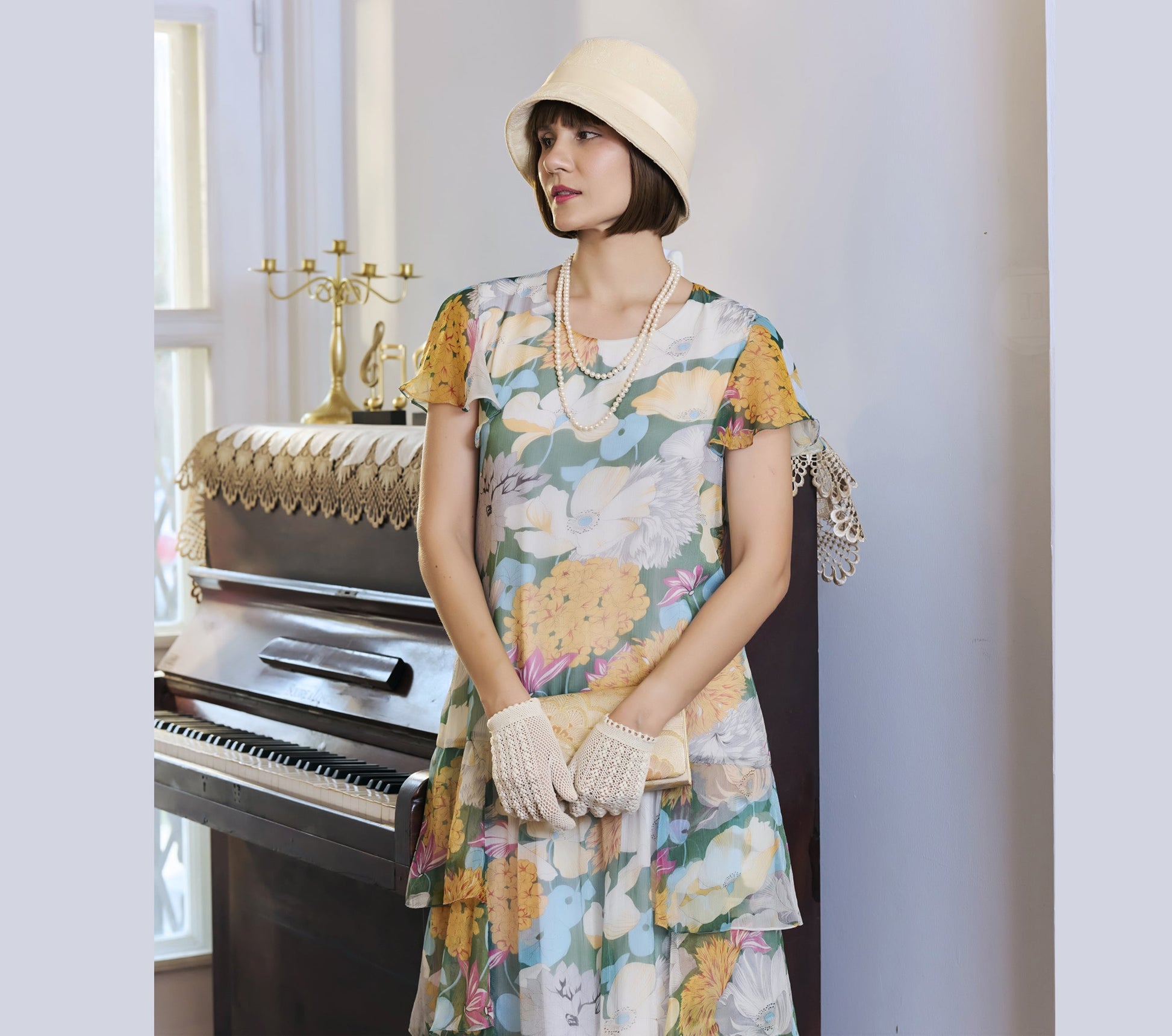 1920 chiffon dress 1920s Pink Floral Chiffon Flapper Dress needs TLC