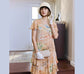 Orange floral print silk chiffon 1920s dress with tiered skirt