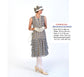 CLEARANCE: 1920s Gatsby dress of chiffon with tiered skirt and tile pattern print