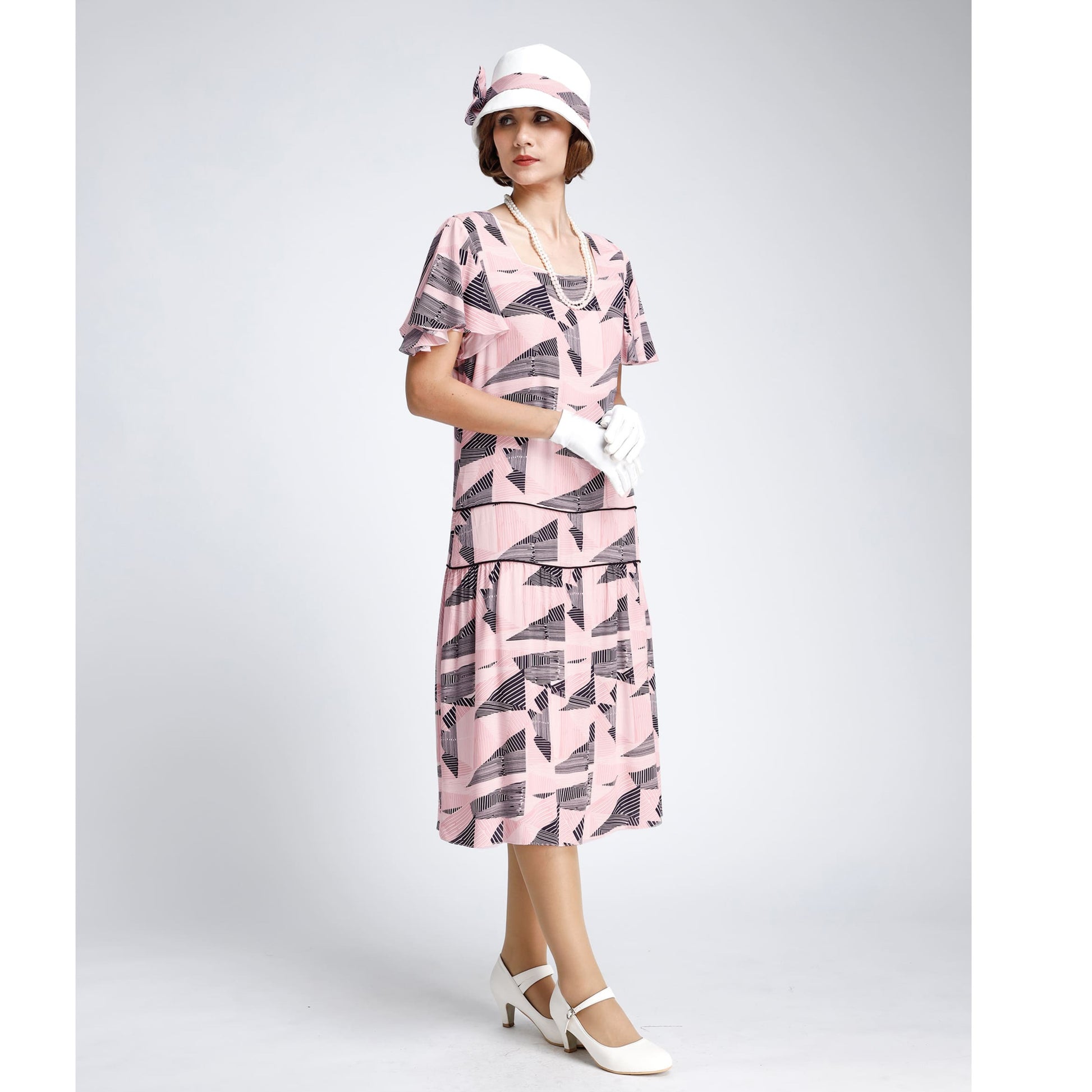 1920s summer tea party dress in pink and black rayon with flutter slee LaVieDelight 1920s summer tea party dress in pink and black rayon with flutter slee LaVieDelight