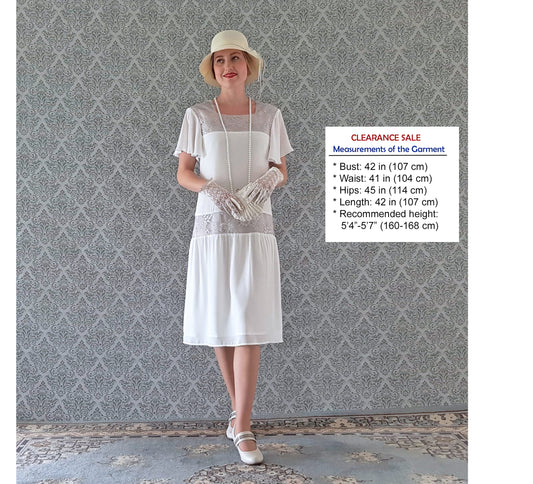 CLEARANCE: Off-white Downton Abbey dress with flutter sleeves