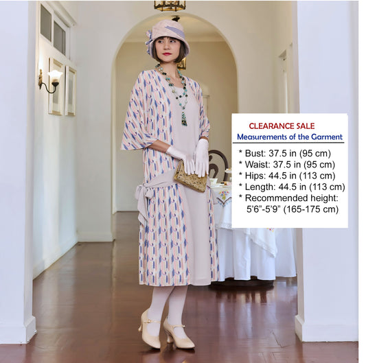 CLEARANCE: 1920s summer dress with art deco design & elbow sleeves