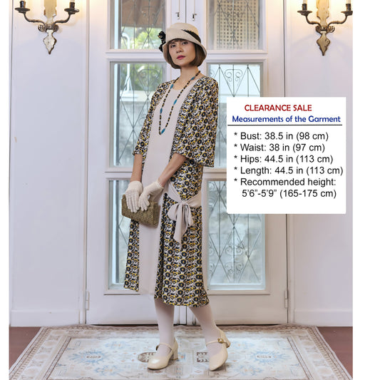 CLEARANCE: Chiffon Art Deco dress in black, yellow and white