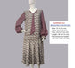 CLEARANCE: 1920s Dress in Brown Deco Fan Print and Dark Taupe Contrast details