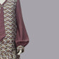 1920s Dress in Brown Deco Fan Print and Dark Taupe Contrast details
