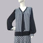 Authentic 1920s Dress in Geometric Black and White Deco Print