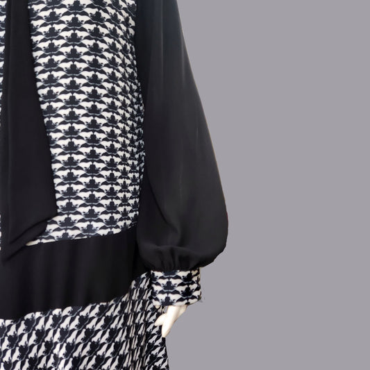 Authentic 1920s Dress in Geometric Black and White Deco Print