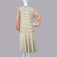 1920s dress with Playful Pastel Art Deco Print and brown Contrast