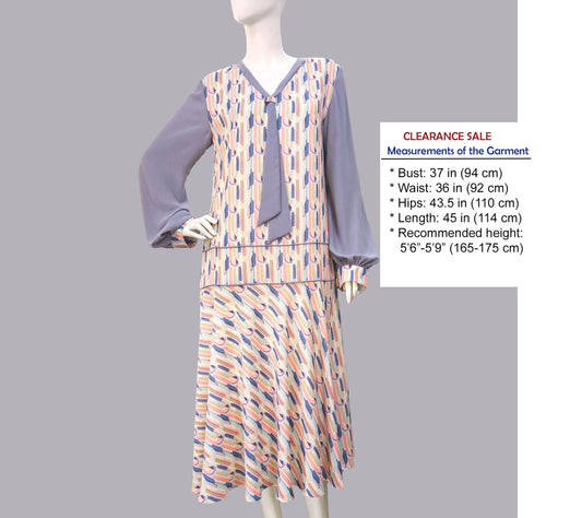 CLEARANCE: 1920s fashion dress with a Art Deco pattern in light pastel shades