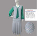 CLEARANCE: 1920s dress with light blue Chevron Deco Print Dress and Jade Green Tie