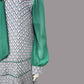 1920s dress with light blue Chevron Deco Print Dress and Jade Green Tie and long sleeves