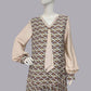 1920s Dress in Brown Deco Fan Print and Beige Contrast details