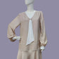 Beige 1920s Afternoon Tea Dress with Off-White Contrasting Details