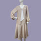 Beige 1920s Afternoon Tea Dress with Off-White Contrasting Details