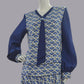 Mannequin wearing a Blue Fan print 1920s Dress in Art Deco rayon blend design