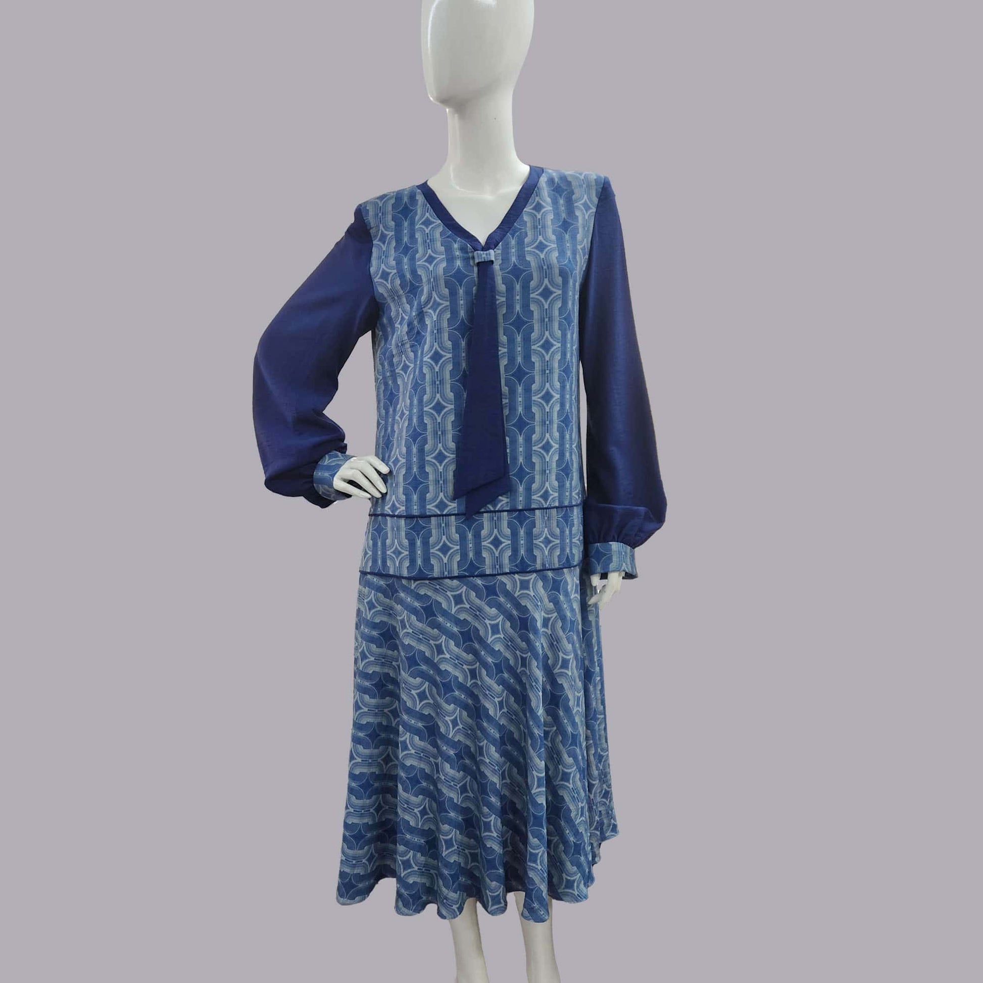 Art Deco dress in soft rayon blend with flowing drop-waist silhouette - a Roaring Twenties dress