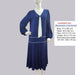 CLEARANCE: Rayon blend 1920s dress in a solid nautical blue design and white piping