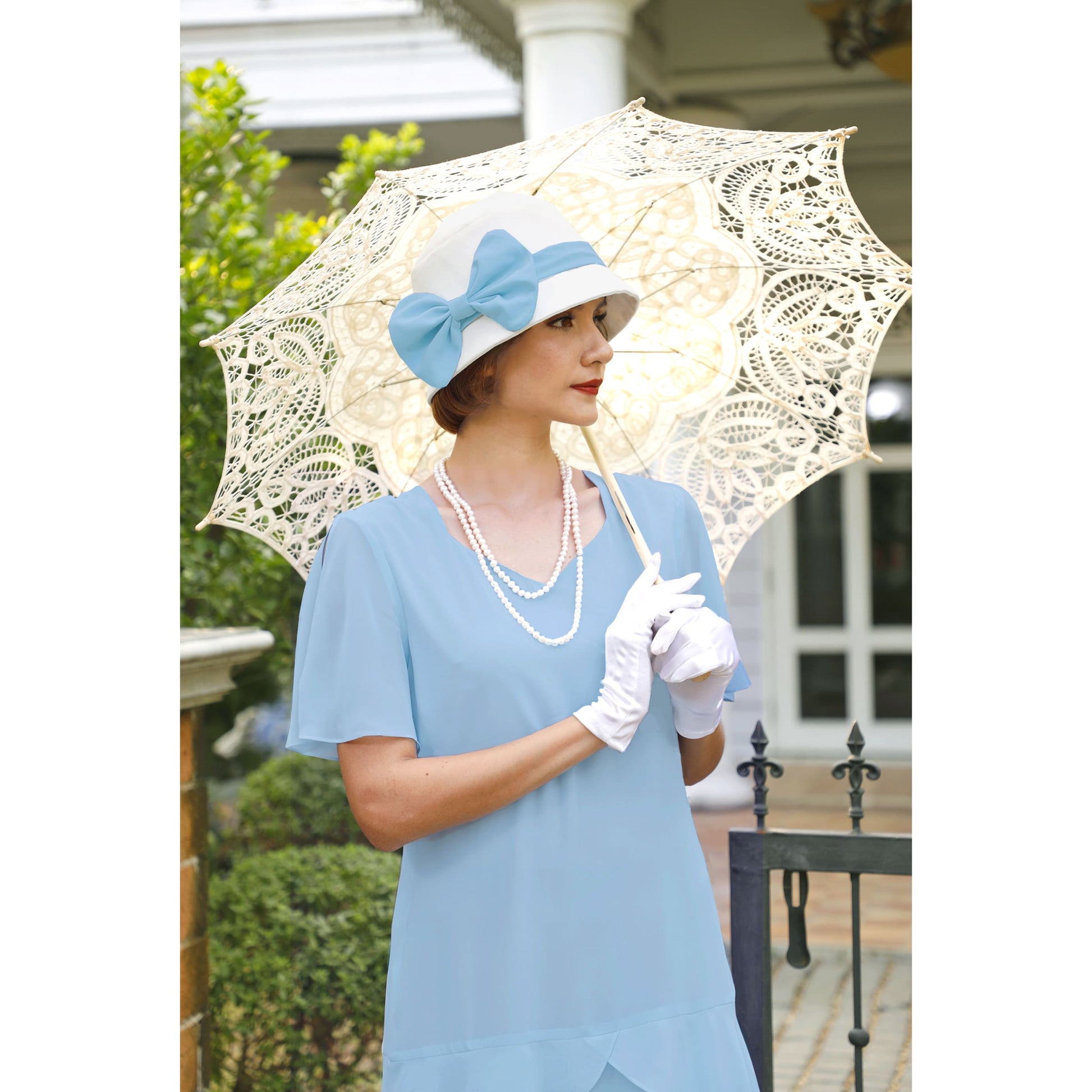 Light blue 1920s Great Gatsby day dress with sweetheart neckline LaVieDelight Light blue 1920s Great Gatsby day dress with sweetheart neckline LaVieDelight