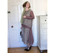 Two-Piece 1920s Dress in Fan Deco Brown Print with Dark Mauve Contrasts