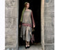 Two-Piece 1920s Dress in Fan Deco Brown Print with Dark Mauve Contrasts - a Roaring Twenties dress