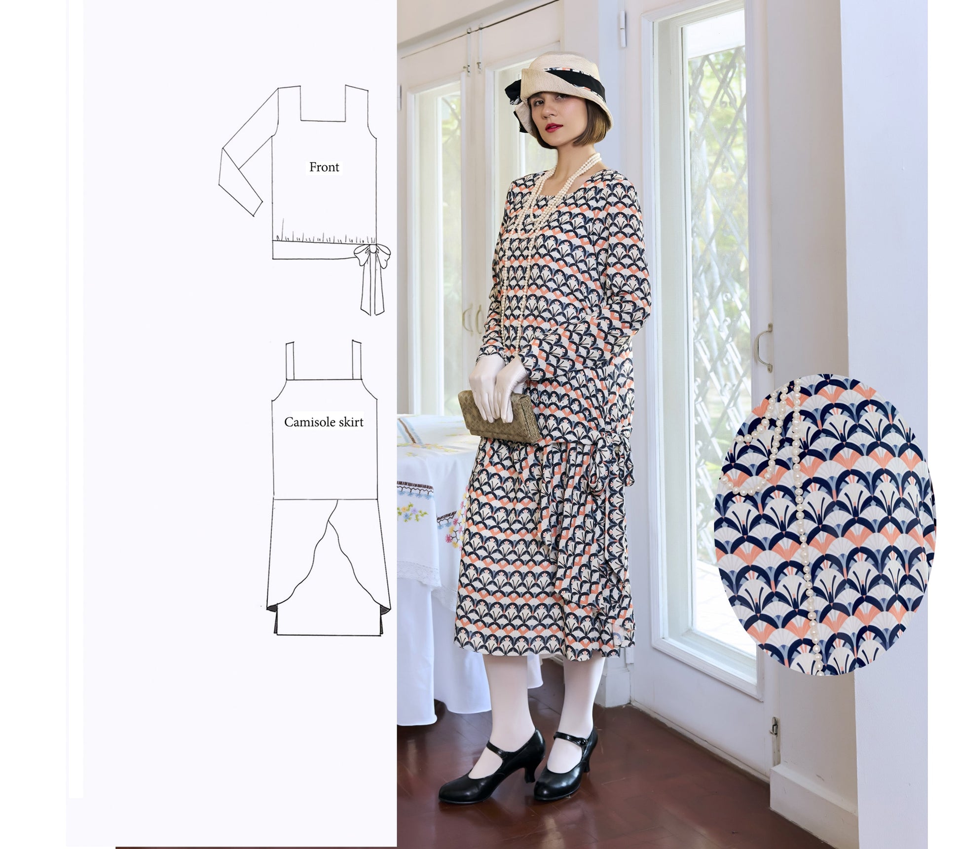 1920s-inspired 2-piece chiffon Art Deco dress with long sleeves 1920s-inspired 2-piece chiffon Art Deco dress with long sleeves