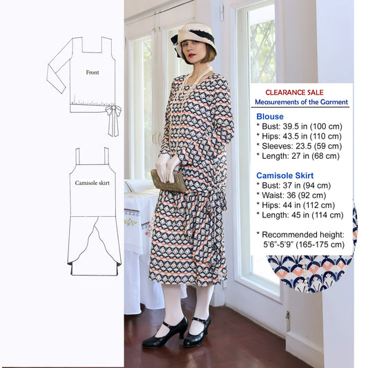 CLEARANCE: 1920s-inspired 2-piece Art Deco dress with long sleeves