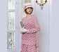 2-piece Art Deco dress made of red printed chiffon with long sleeves