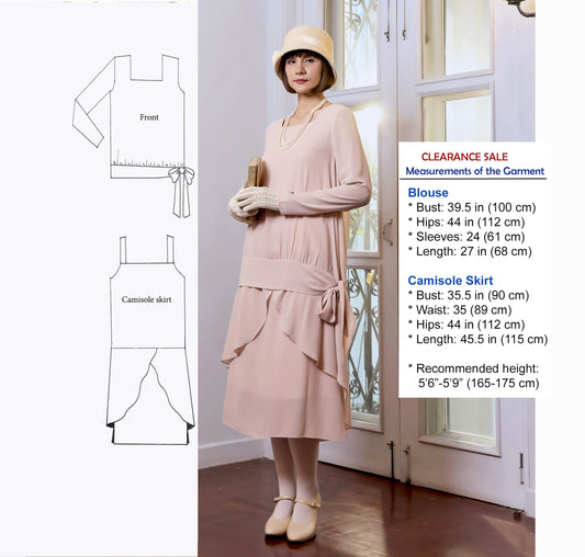 CLEARANCE: Nude 2-piece Gatsby party outfit with long sleeves