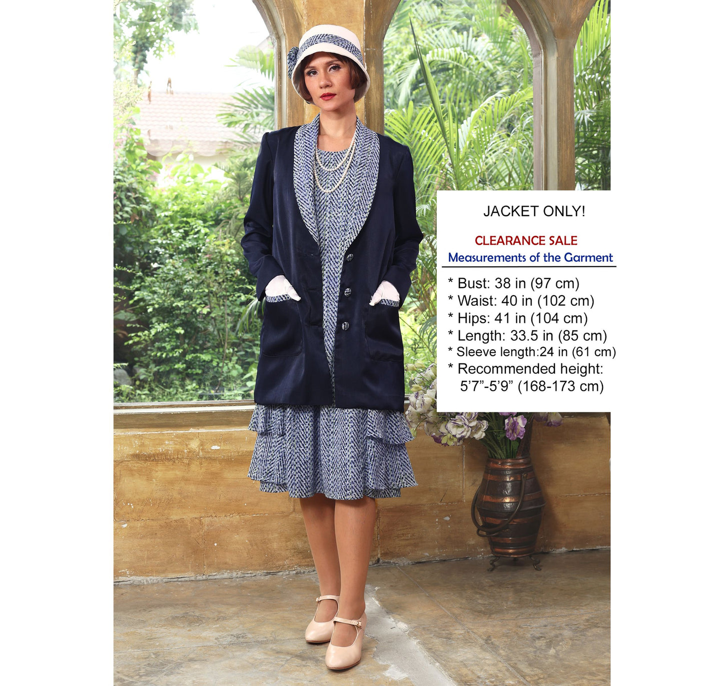 CLEARANCE: Navy blue Satin Gatsby jacket