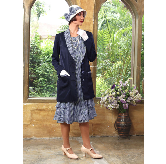 CLEARANCE: Satin Navy blue Gatsby jacket