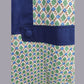 1920s dress in green & white diamond print and dark blue panels