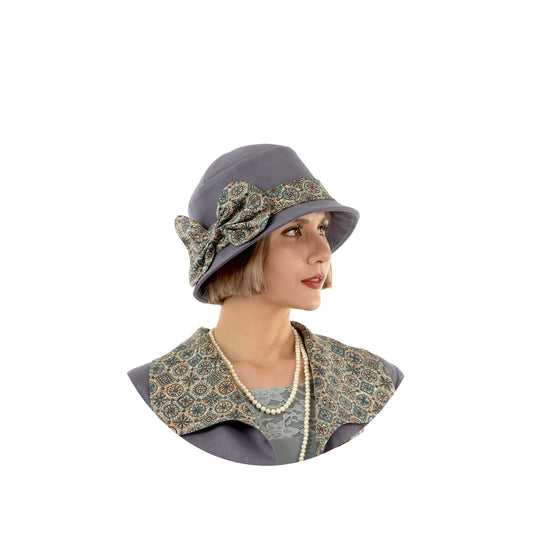 Dark grey linen cloche - a roaring twenties hat