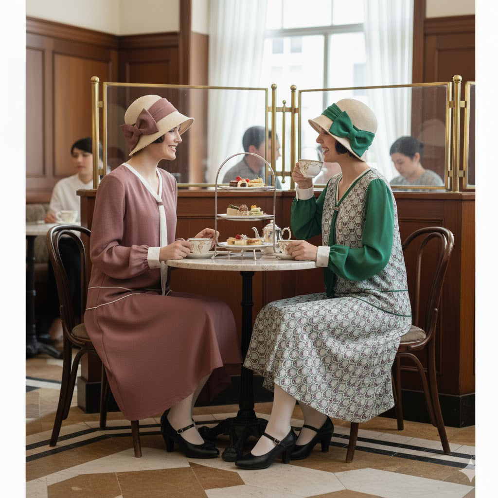 Mauve Rayon/Polyester blend 1920s Dress with Neck Tie