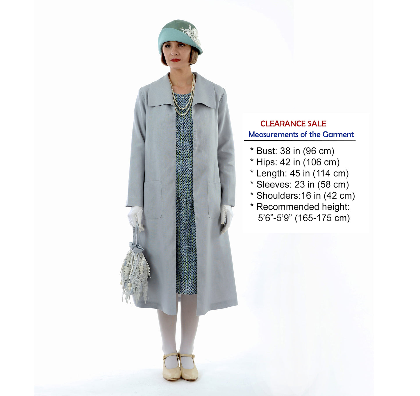 CLEARANCE: Simple and relaxed 1920s summer linen coat in light grey