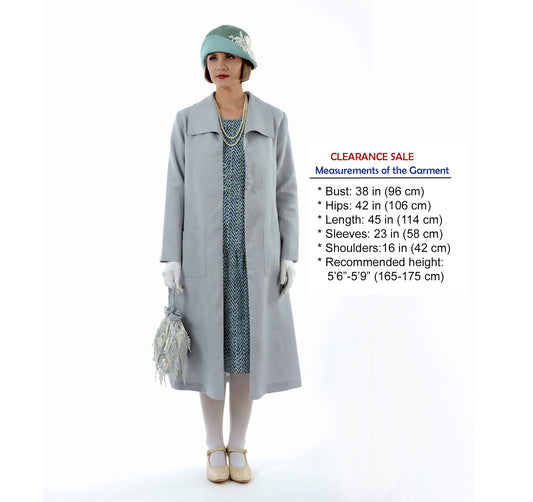 CLEARANCE: Simple and relaxed 1920s summer linen coat in light grey