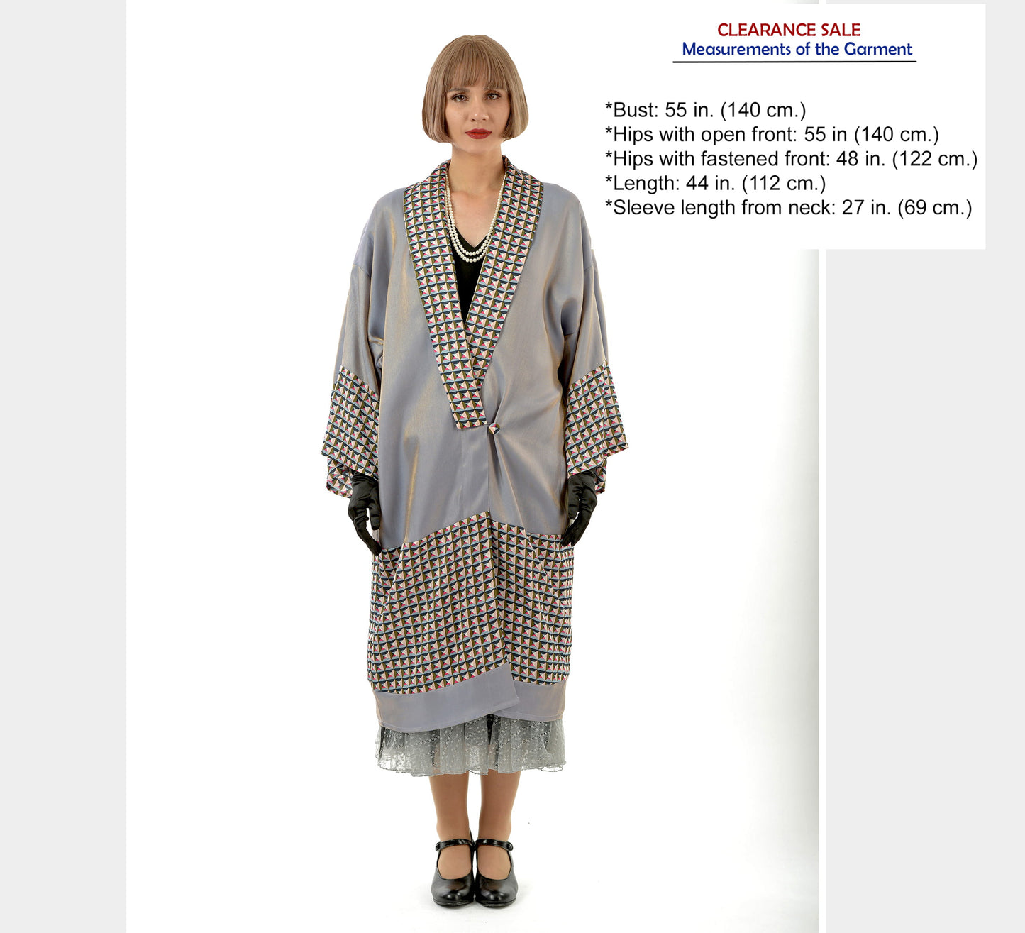 CLEARANCE: One-of-a-kind Oriental inspired Grey 1920s Kimono Robe