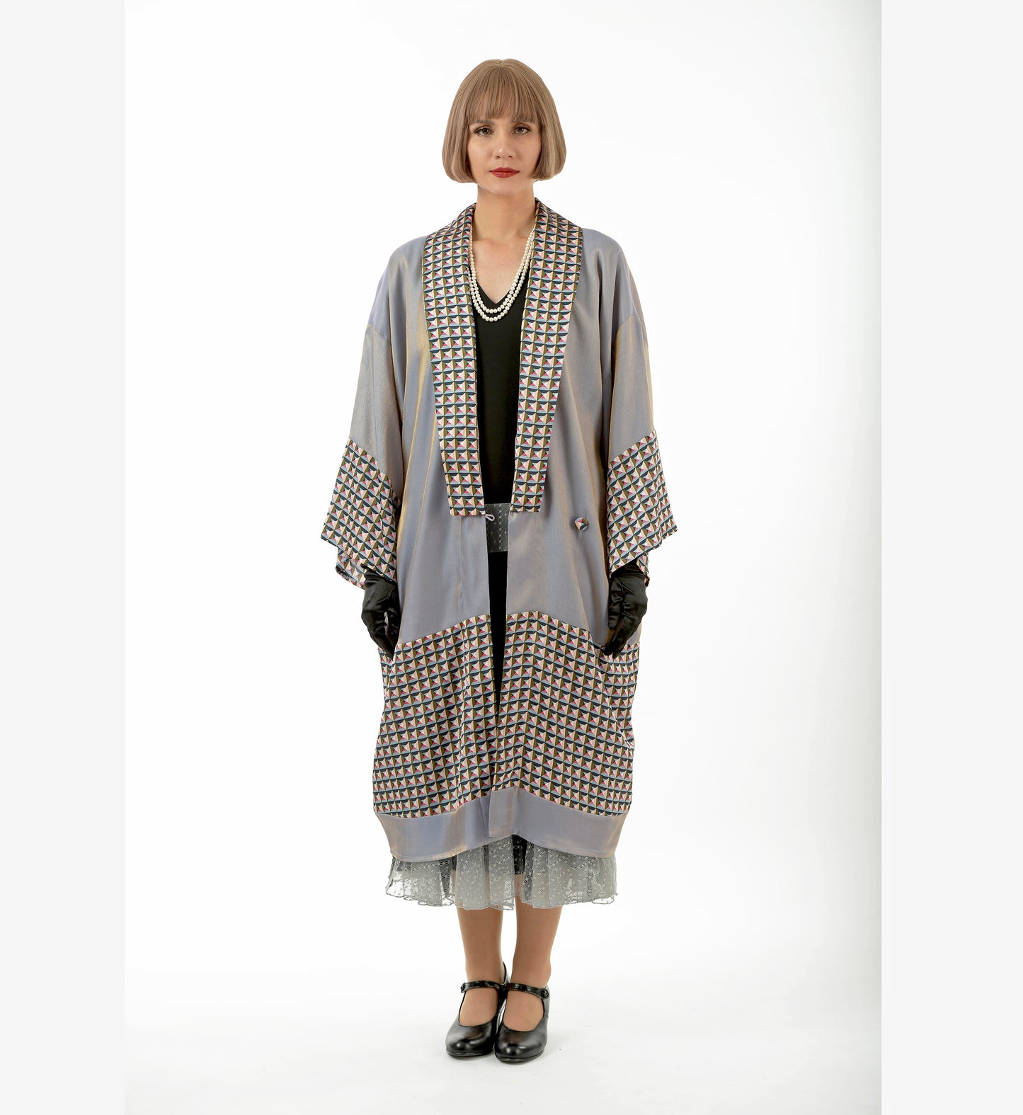 CLEARANCE: One-of-a-kind Oriental inspired Grey 1920s Kimono Robe