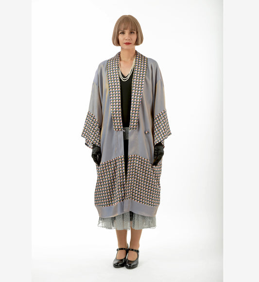 CLEARANCE: One-of-a-kind Oriental inspired Grey 1920s Kimono Robe
