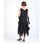 Black chiffon Great Gatsby party dress with handkerchief skirt