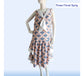 Rayon Gatsby dress with tiered skirt in small blue flowers print