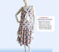 CLEARANCE: Rayon Gatsby dress with tiered skirt in three floral sprig print
