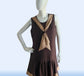 2-toned Brown Rayon 1920s Day Dress with Golden Brown Details