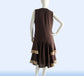 2-toned Brown Rayon 1920s Day Dress with Golden Brown Details