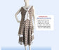 CLEARANCE: Rayon Gatsby dress with tiered skirt in small brown flowers print