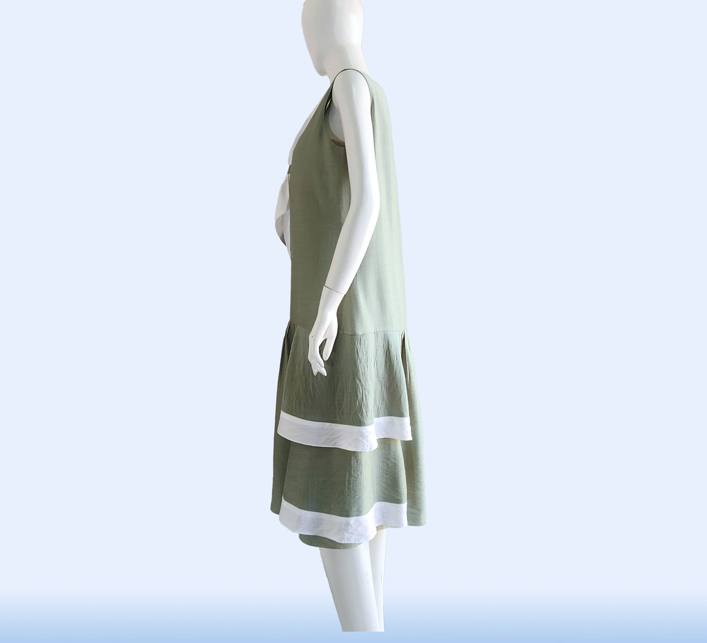 Sage Green Rayon 1920s Gatsby Day Dress