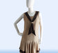 2-toned Brown Rayon 1920s Day Dress with Golden Brown Details