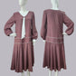 Mauve Rayon/Polyester blend 1920s Dress with Neck Tie