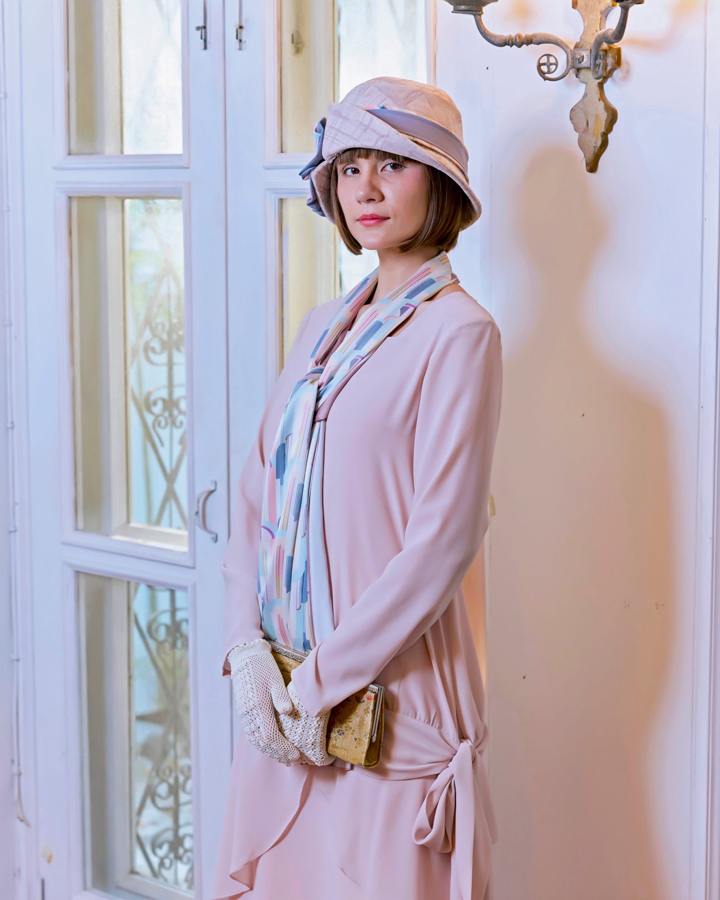 Set of 5 exclusive Art Deco silky satin scarves for your 1920s outfit